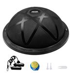 VEVOR Half Exercise Ball Trainer, 23 inch Balance Ball Trainer, 660 lbs Capacity Stability Ball, Yoga Ball with Resistance Bands and Pump, Strength Fitness Ball for Home Gym, Full Body Workouts, Black