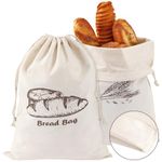 Augshy Bread Bags, 2 Pack Bread Bags for Homemade Bread, 17.7 * 11.8in Linen Bread Bag -Inside Lining to Keep Bread Fresh -Reusable Bread Bags