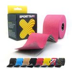 SPORTTAPE Extra Sticky Kinesiology Tape, 5cm x 5m - Pink | Hypoallergenic, Waterproof K Tape | Physio, Medical Sports Tape for Muscle Injury, Support | Uncut - Single Roll