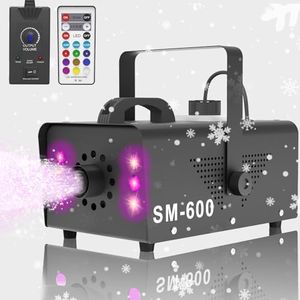 Snow Machine with LED Lights 600w, Remote Control, Perfect for Parties Indoor, Christmas, Wedding, Stage Effect，A-600w