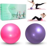 TopBine Exercise Pilates Ball -(2 Pcs) Stability Ball Yoga, Barre, Training Physical Therapy- Improves Balance, Core Strength, Back Pain & Posture- Comes Inflatable Straw (9 inch -pink &purple)