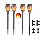 Solar Torch Lights,IMAGE LED Solar Path Light with Flickering Flame, Solar Tiki Torches, Waterproof Wireless Outdoor Garden Decorations Landscape Pathway Lighting with Auto On/Off Dusk to Dawn (4 PCS)