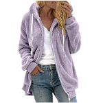 Women Fuzzy Jackets Full Zip Hooded Sweatshirt Coat Winter Warm Fleece Plush Zipper Hoodies Cozy Cardigan Outwear Casual Denim Jacket Mode Femmes Décontracté À Capuche Fermeture