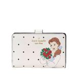kate spade new york Disney X Beauty And The Beast Medium Compact Bifold Wallet, Cream Multi, Compact Bifold Wallet