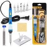 Soldering Iron Kit Electronics, [Upgraded] 60W Adjustable Temperature Welding Tool with ON-Off Switch (Blue)