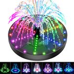 GAIZERL Solar Bird Bath Fountains 2023 Upgraded, 4W Solar Powered Water Fountain Pump with 4000 Battery, 7 Nozzles & 4 Fixers, Colorful LED Lights for Garden, Swimming Pool, Pond, and Outdoor Decor