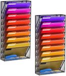 JMHUD 10-Tier Hanging File Organizer Wall File Holder, Wall Organizer for Papers, Folders, Magazines, Office Organization (2 PACK No Assembly Required)