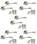 Golden Grace 5 Sets of Twist Astrid Style Modern Chrome Door Handles on Rose with Duo Finish Door Lever Latch Pack