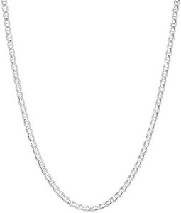 3mm .925 Sterling Silver Flat Mariner Link Anchor Chain Necklace