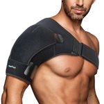Suptrust Shoulder Brace for Women and Men: Shoulder Pain Relief Rotator Cuff Support Brace - Adjustable Fit Sleeve Wrap Relief for Injuries and Tendonitis(Black Small/Medium)