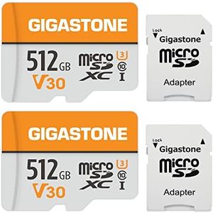 [Gigastone] 512GB 2-Pack Micro SD Card, MicroSDXC Memory Card for Smartphone, Camera, 4K Video Recording, UHS-I A1 Class 10, up to 100MB/s, with MicroSD to SD Adapter