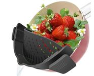 Volunx Grey Strainer Pan Silicone Clip on Pot Drainer Fruit Colander Food Filter Kitchen