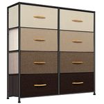 LLappuil Dresser for Bedroom 8 Fabric Drawers Dressers, Tall Dresser Chest of Drawer Large Storage Organizer with Steel Frame, Solid Wood Board, Easy Pull Handles, Brown