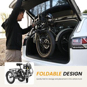 SUNYRISY 20-Inch Folding Electric Tricycle – Adult 3-Wheel Bike