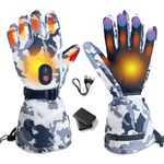 Heated Gloves for Men Women, Touchscreen Electric Heated Winter Glove Rechargeable 5000MAH, Waterproof Heating Work Gloves 3 Adjustable Temperature Mode for Skiing Motorcycling Hiking Hunting(Camo,L)