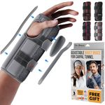 DR. BRACE Adjustable Wrist Brace Night Support for Carpal Tunnel, FSA & HSA Eligible, Doctor Developed, Upgraded with Double Splint & Therapeutic Cushion, Hand Brace for Pain Relief, Injuries, Sprains (S/M Right Hand, Grey)