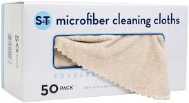 S&T INC. 50 Pack 11.8" x 11.8" Microfiber Cleaning Cloth with Box, Bulk Microfiber Towel for Home, Reusable Microfiber Towels for Cars, Oatmeal