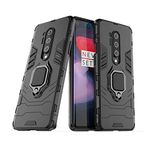 CEDO Rugged Oneplus 8 Pro (5G) Defender Case | Rotating Ring Holder & Kickstand in-Built | Military Grade Armor | Bumper Back Cover (Black)