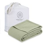 Threadmill Luxury Cotton Blankets for Queen Size Bed | All-Season 100% Cotton Queen Size Blanket | Aster Cozy Lightweight, Soft Breathable Coverlet fits Full Size Bed, 90x92 | Sage Green