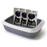 Combo of Savic Iriz Cat Litter Tray with Rim - 17", Prevent Throwing of Litter, Easy use, Starter for Toilet Training - Cold Grey with 3 Pack of Kittos Salmon Rings Cat Treats, 35 g