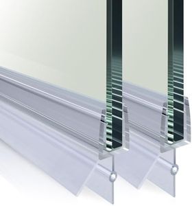 CKB Shower Door Bottom Seal Frameless，1/4"(6mm) Thick Frameles Glass Door Sweep Strips Stop Shower Leaks with Drip Rail Length 36"(900mm)，Glass Door Seal Strip 2 Pack