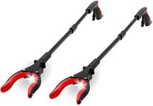 Grabber Reacher Tool 32" Aluminum Magnetic Claw with LED Light, Reacher Grabber Pickup Tool, Foldable Gripper Grabbers for Elderly Grab it Reaching Tool, Trash Grabbers Pickers, Red, by Luxet 2-Pack