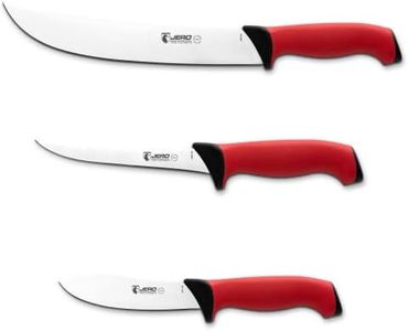 Jero Pro Series TR 3 Piece Butcher Set - Cimeter, Boning Knife, and Deer Skinner - Soft Grip Handles - High-Carbon Stainless Steel Blades - Made In Portugal