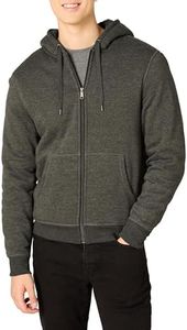 Amazon Essentials Men's Sherpa-Lined Full-Zip Hooded Fleece Sweatshirt, Charcoal Heather, Medium