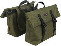 TOURBON Nylon Double Pannier Shoulder Bags Bicycle Rear Rack Trunk Motorcycle Tail Seat Bag (Dark Green)