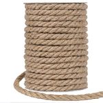 Tenn Well 10mm Jute Rope, 50 Feet Thick and Strong Natural Jute Twine for Gardening, Bundling, Camping, Decorating (Brown)