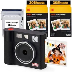 KODAK Mini Shot 3 ERA 4PASS 2-in-1 Instant Camera and Photo Printer (Black, Camera + Initial 8 Sheets + 60 Sheets)