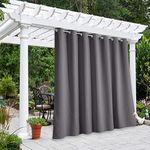 NICETOWN Outdoor Thermal Insulated Curtain - Outdoor & Indoor Blackout Curtains UV Protection Blackout Panel for Patio,Garden Waterproof (100W x 84L, Grey, 1 Panel)