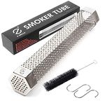 Z GRILLS Pellet Smoker Tube with 2 Hooks and Brush, 12" BBQ Billowing Smoke Mesh Stainless Steel for Cold/Hot Smoking