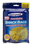 Sealapack SNACK BAGS, READY TO USE RESEALABLE BAGS, PACK OF 70, Clear, 16.5cm x 8.3cm