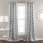 Lush Decor Edward Trellis Curtains Light Filtering Window Panel Set for Living, Dining, Bedroom (Pair), Gray, 52"W x 84"L