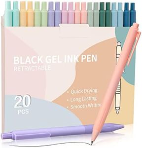 Retractable Gel Pens, Black Gel Ink Cute Pens, 0.5mm Fine Point with Grips, Smooth Writing Pens for Office, 20-Pack