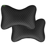 SARTE Car Neck Rest Pillow Head Rest Cushion for Car Seat,Neck Support for Long Driving Made of Soft American Velvet Fabric with soft PollyFiber Filling and Elastic Stripes Set of 2 Pcs Black