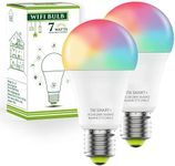 HaoDeng Smart Light Bulbs E27 A60 7W RGBCW WiFi Light Bulb, Dimmable Led Light, Color Changing Light Bulb, Compatible with Alexa, Google Home, 2.4GHz Only, No Hub Required, 60W Equivalent 500LM, 2Pack