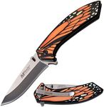 MTECH USA MT-A1005OR Spring Assist Folding Knife, Mirror Polished Blade, Orange & Black Butterfly Handle, 7.5" Overall