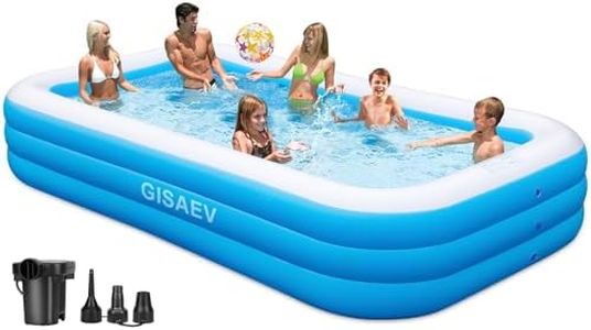 Extra Large Inflatable Pool with Pump,130"x72"x22" Thickened Swimming Pools for Adults, Full Size Rectangular Family Blow Up Pool for Backyard Home Garden Lawn Indoor Outdoor
