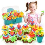 CUTE STONE 140PCS Flower Garden Building Toys for Girls w/Light & Music-Stacking Game Playset-Educational STEM Gifts