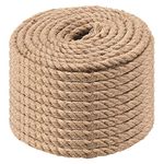MAHIONG 100 Feet 1/2 Inch Twisted Jute Rope, 3 Strand Hemp Rope Manila Rope Hanging Swing Cord For Nautical, Crafting, Landscaping, Natural,Brown