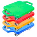 4 Pack Sport Scooter Boards, Colorful Floor Scooter with Handles, Sitting Scooter Board for Kids Sports Activities, Indoor Outdoor Play Equipment, Over 6 Years Old