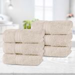 Superior Atlas Cotton Heavyweight Hand Towels, Towel Set, Luxury Bathroom Accessories, Kitchen Basics, Spa, Salon, Hotel, Resort, Thick, Ultra-Plush, Highly-Absorbent, Hand Towel, Ivory