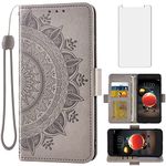 Phone Case for LG Aristo 2 3 Plus/Rebel 4 LTE/Tribute Empire Dynasty/Zone 4/K8 Plus 2018 K8S/Fortune 2/Phonenix 4/Risio 3 with Screen Protector Flip Wallet Cell Cover Aristo3+ Astro 2+ 3+ K8+ 4G Grey