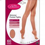 2 Pairs Silky Girls full foot shimmer dance tights (Light Toast, 11-13)