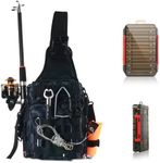 Aertiavty Compact Fishing Tackle Bag, Fishing Bag with Tackle Box and Rod Holder Outdoor Sport Fishing Backpack