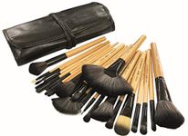 Puna Store 24 Piece Professional Synthetic Makeup Brush Set with Storage Pouch (BAMBOO). Cruelty Free Vegan Brushes Kabuki Foundation, Eye Shadow Blending, Face Pack Contouring, Highlighting