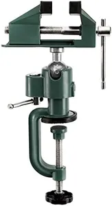 Fasmov Swivel 3" Universal Table Vise Tilts Rotate 360° Universal Work, Table Vice Portable for Workbench, Home, Drilling, Woodworking, and More, Green