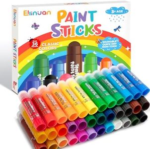 Ellinjan Tempera Paint Sticks For Kids, 36 Colors, Washable & Quick-Drying Twistable Solid Paint, Mess-Free Art Supplies for Drawing & Painting, Ideal Toddler Arts and Crafts Gifts